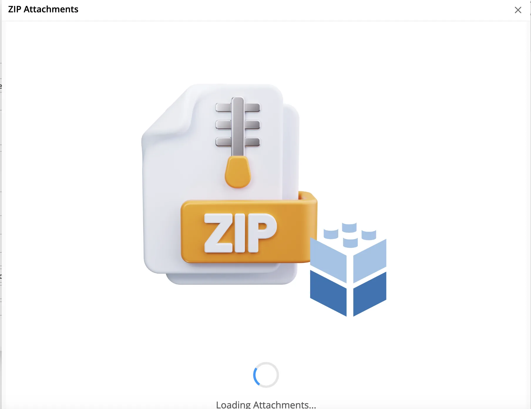 ZIP Attachments add-on user interface, screenshot 1